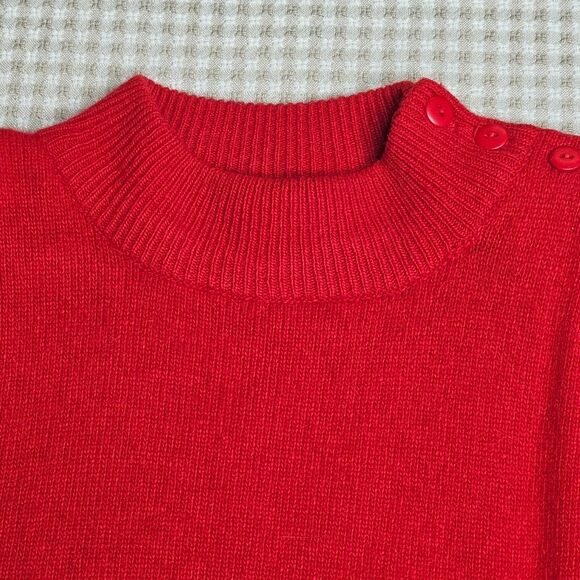 Vintage Charter Club Jane Justin Wool Blend Red Button Collar Pull Over Sweater - Picture 5 of 9